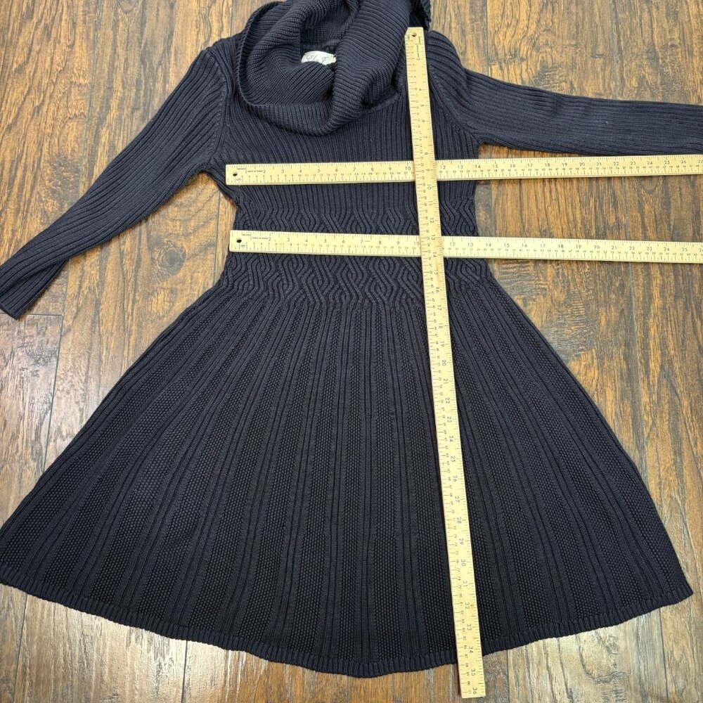Eliza J Sweater Dress Large Navy Blue Cowl Neck Long Sleeve Fit & Flare‎ Women's - Picture 7 of 11